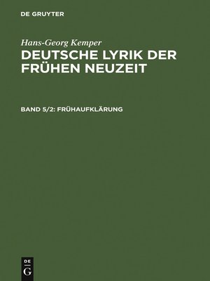 cover image of Frühaufklärung